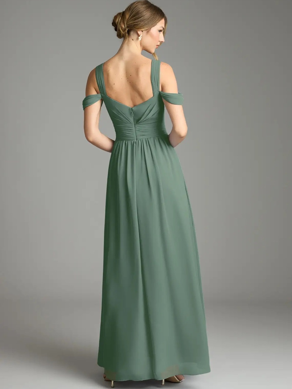 Azazie Lianne Sage Green Chiffon Bridesmaid Dress - Picture 11 of 15